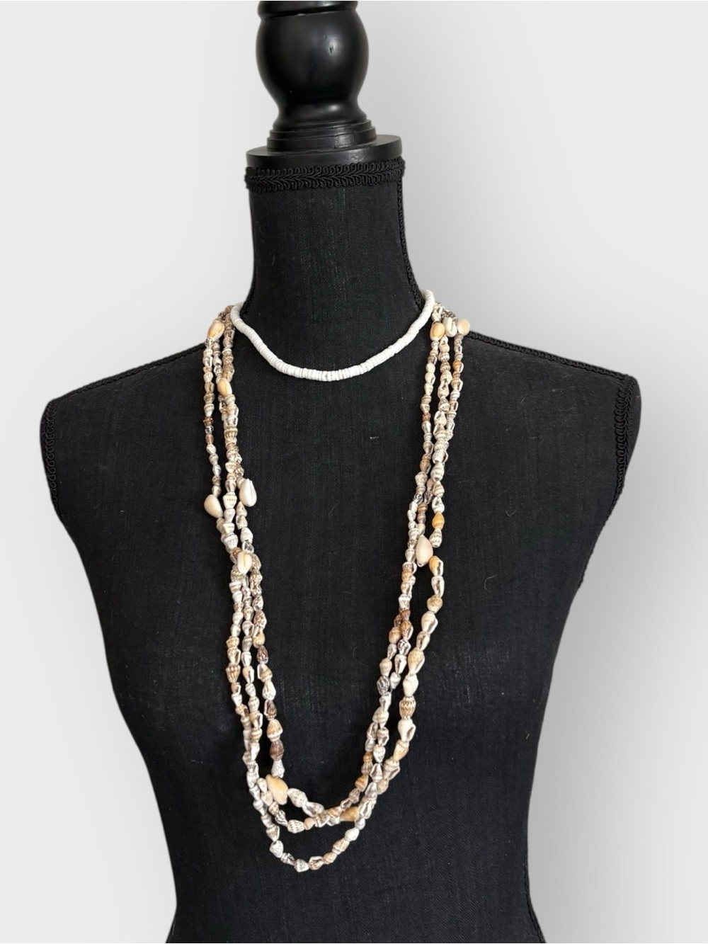 Puka Shell & Sea Shell Handcrafted Natural Shell Multi-Strand Necklaces - Picture 3 of 3